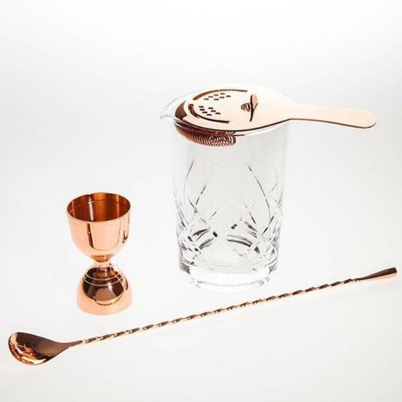 3 Piece Cooper Stirred Cocktail Bar Set Rose Gold - Picture 1 of 4